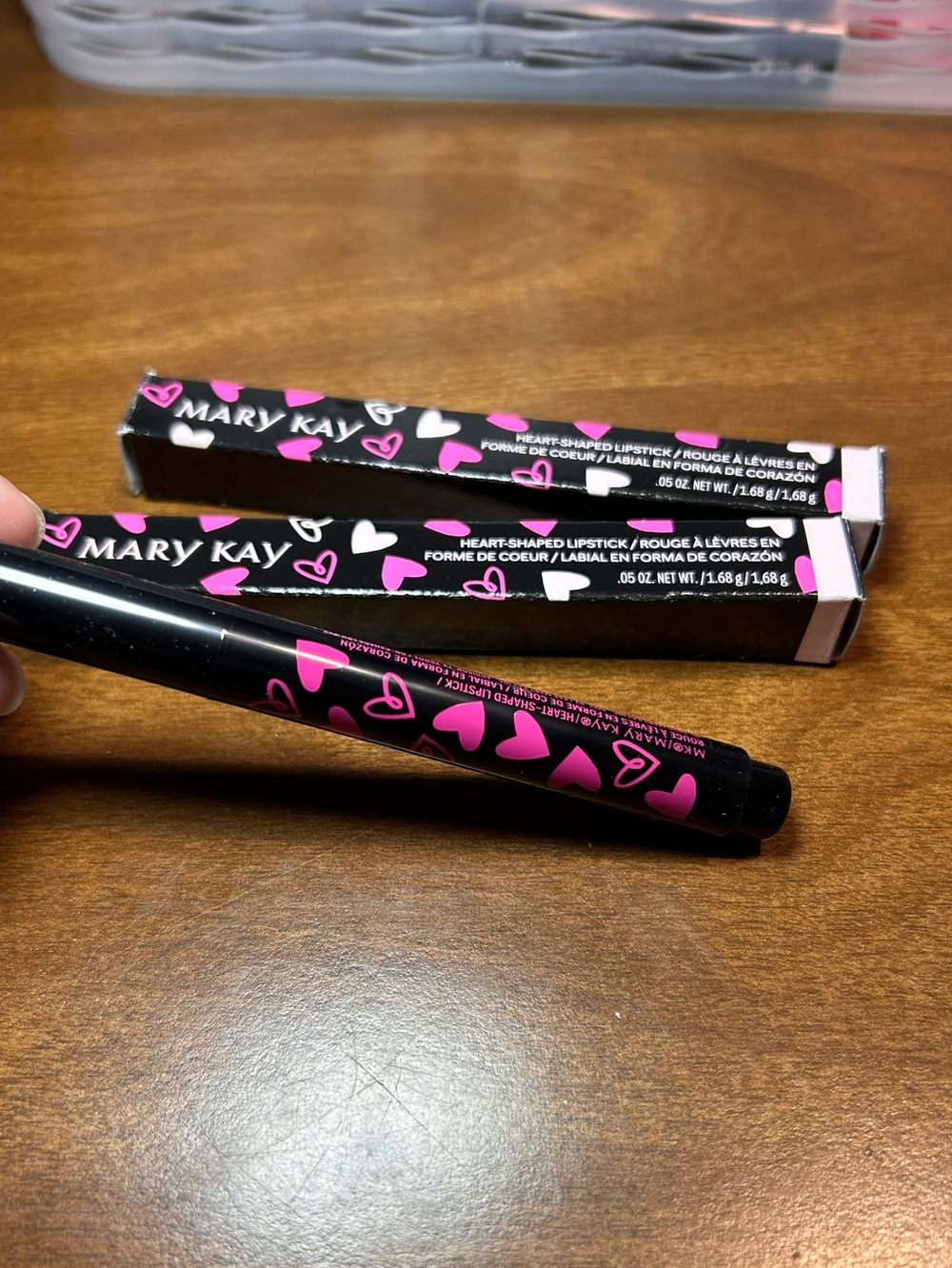 Mary Kay Black Lipstick Pen with Pink Heart Accents